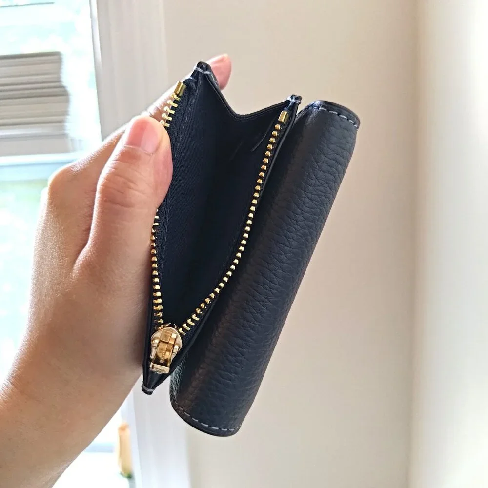 Coach Card Holder Wallet In Signature Canvas With Cherry Print CZ448 Navy blue